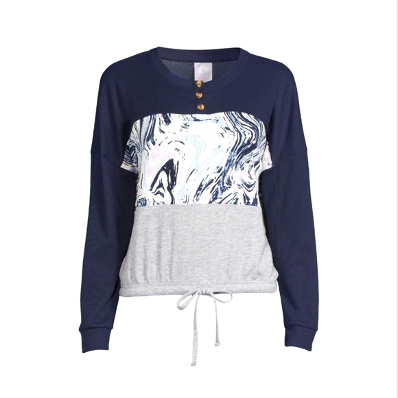 No Boundaries NWT Juniors' Long Sleeve Round Neck Drawstring Waist Top 837 - Picture 1 of 5